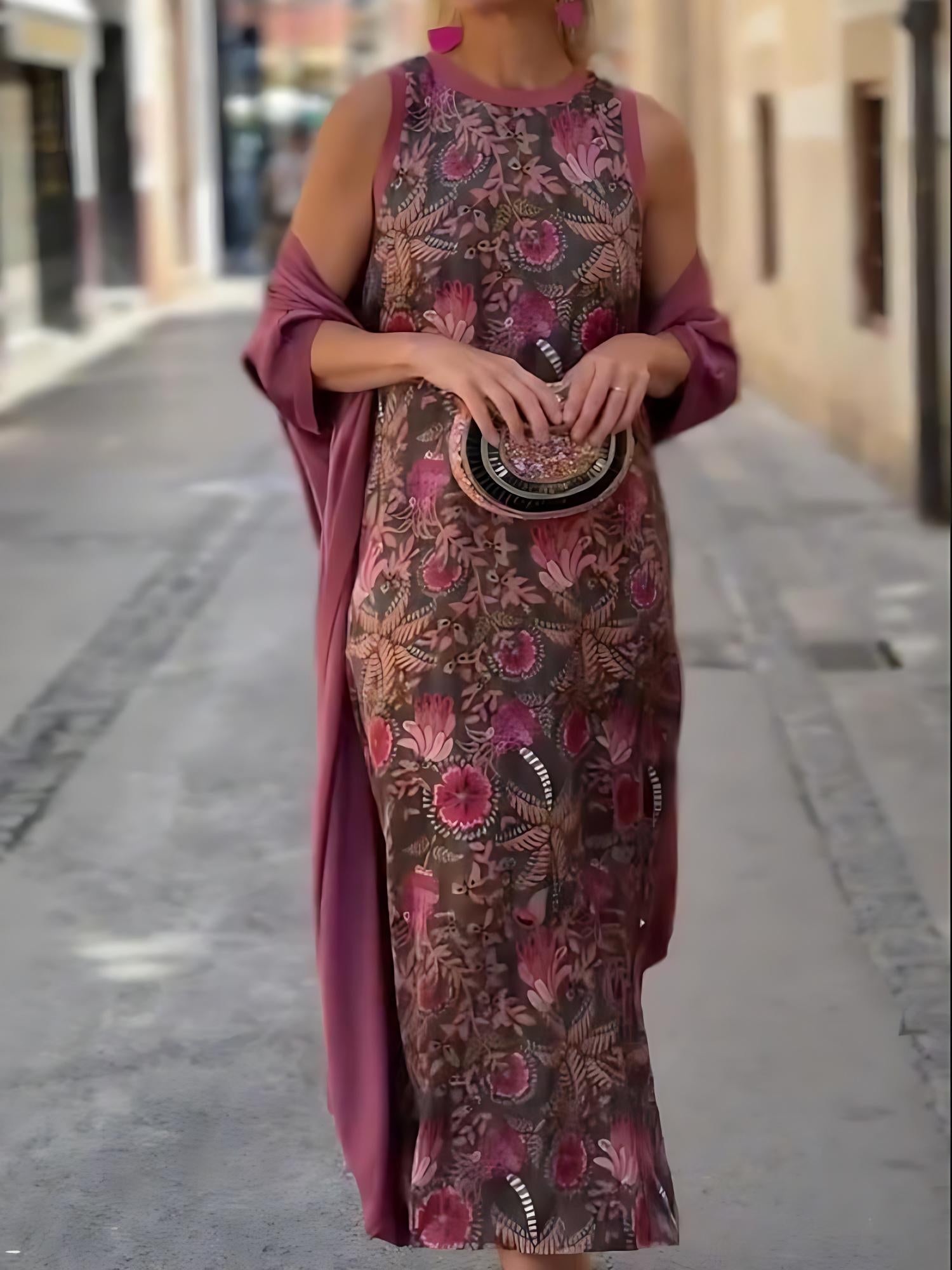 Boho Maxikleid & Cardigan Set