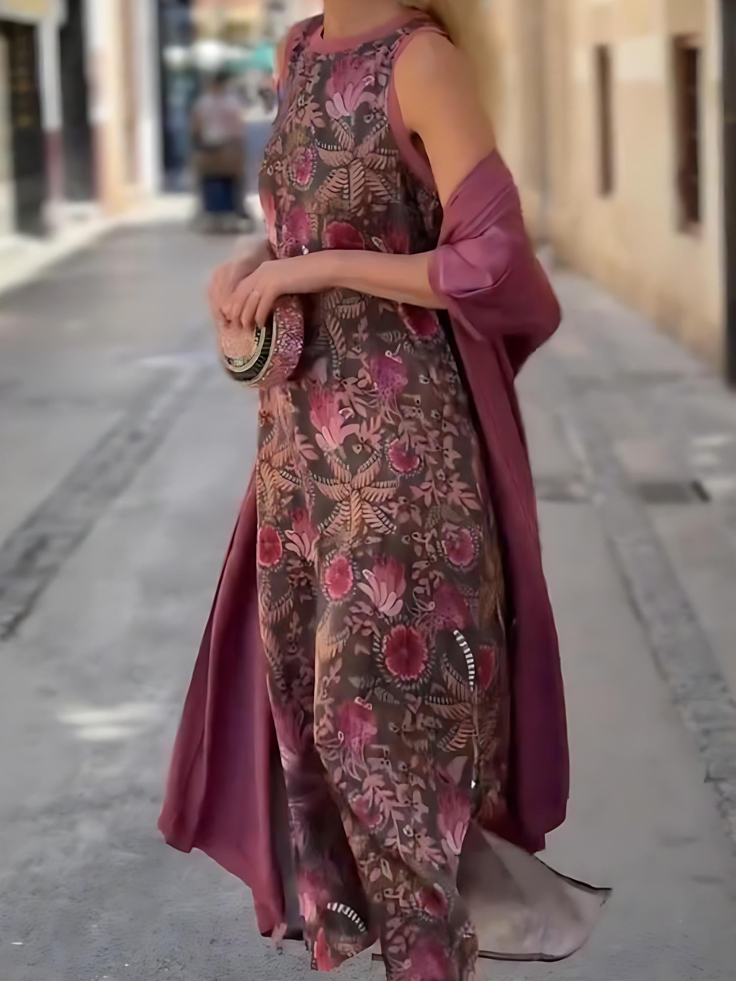 Boho Maxikleid & Cardigan Set