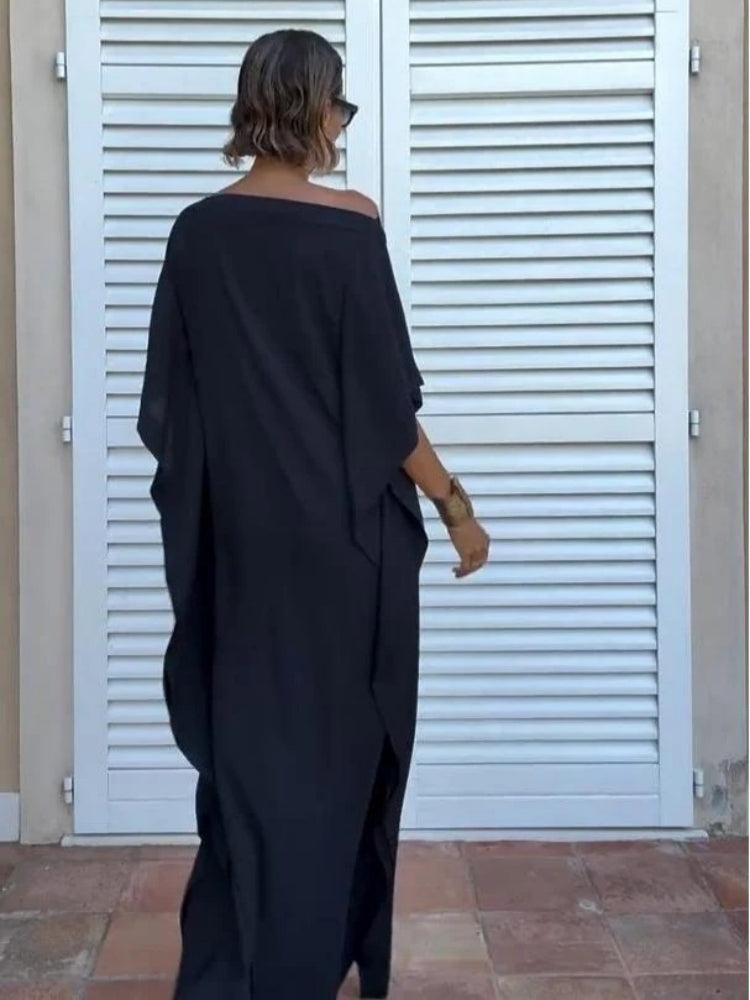 Fließender asymmetrischer Kaftan mit Gürtel