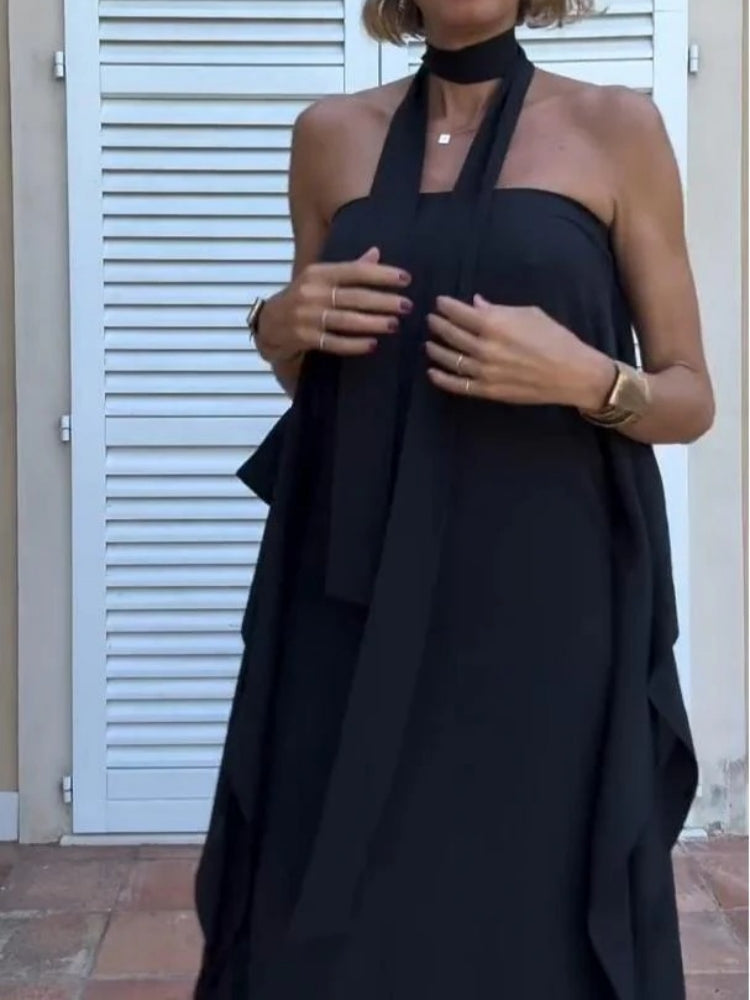 Fließender asymmetrischer Kaftan mit Gürtel
