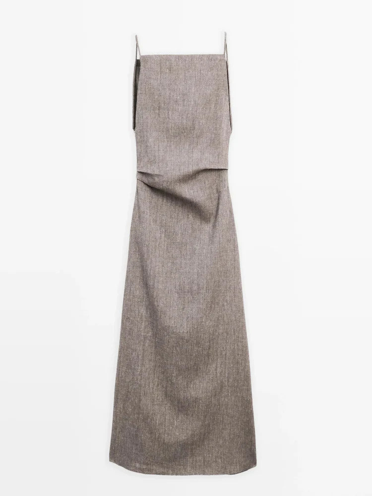Fließendes Maxikleid aus Leinenmix