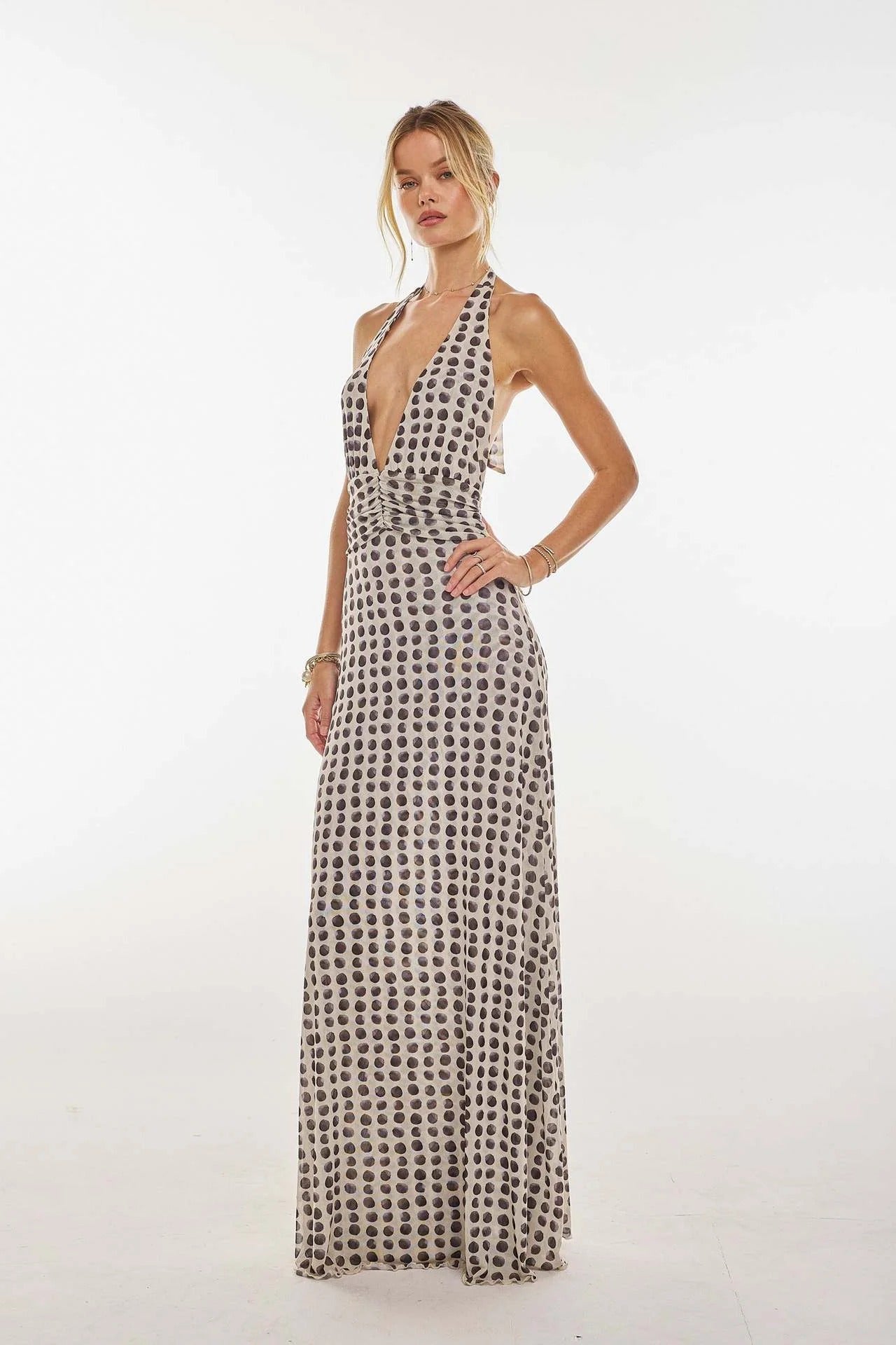 Camoni Polka-Dot-Tagebuch-Maxikleid