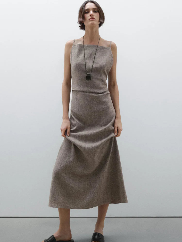Fließendes Maxikleid aus Leinenmix