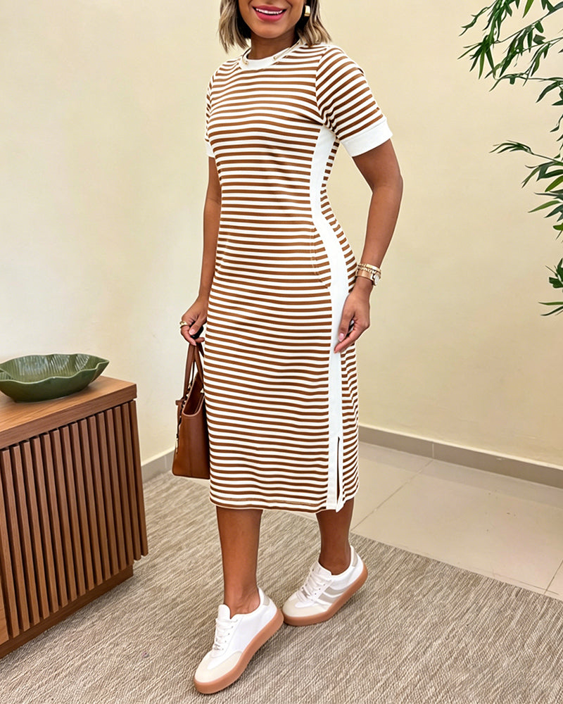 Riviera Striped Midi T-Shirt Dress