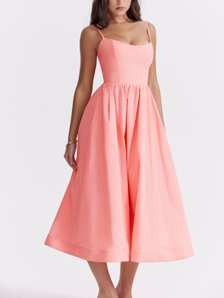 Rosenrotes Baumwoll-Korsett-Sommerkleid