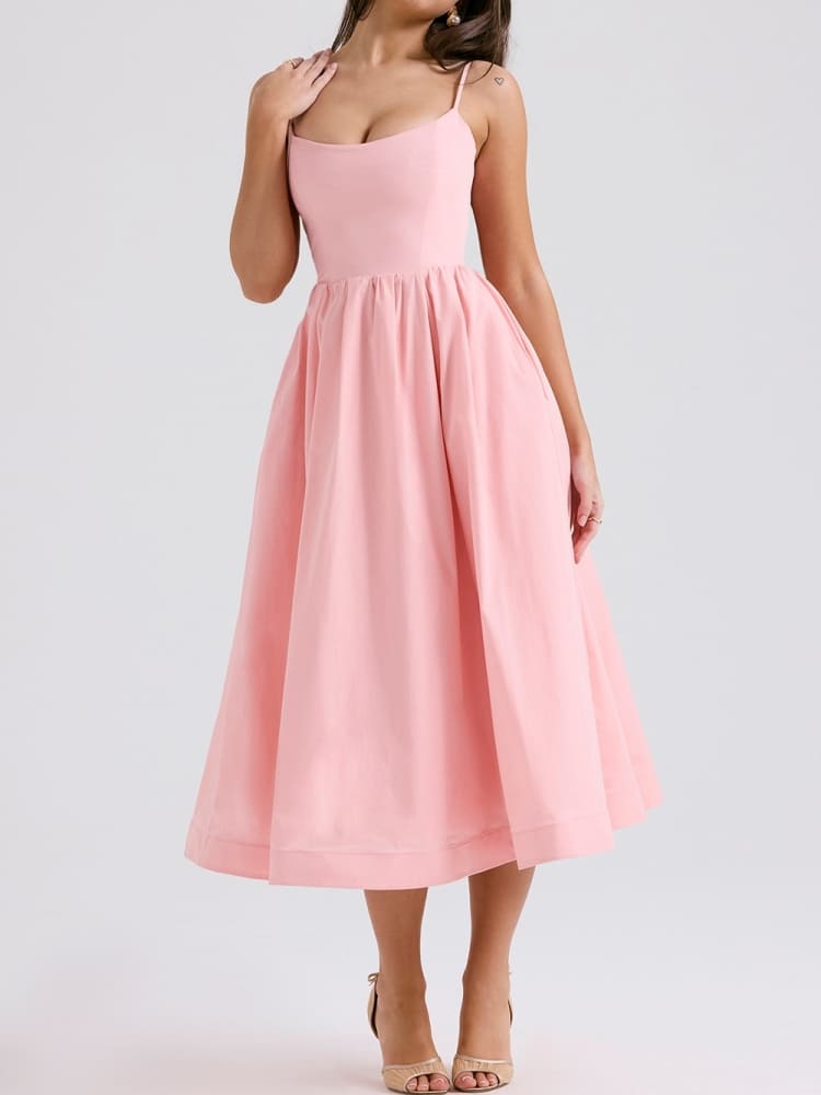 Rosenrotes Baumwoll-Korsett-Sommerkleid