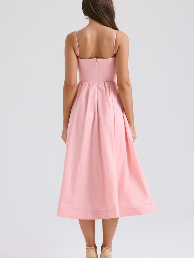Rosenrotes Baumwoll-Korsett-Sommerkleid