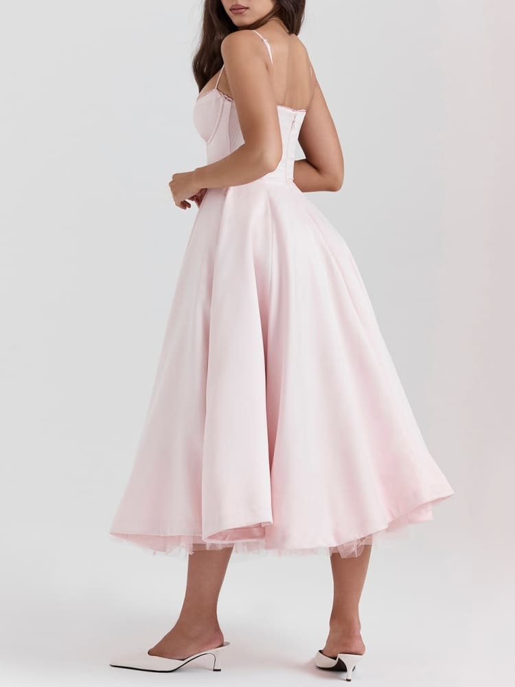 Ballerina-pinkfarbenes Midikleid
