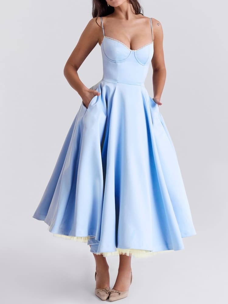 Cinderella blaues Tüll-Midikleid