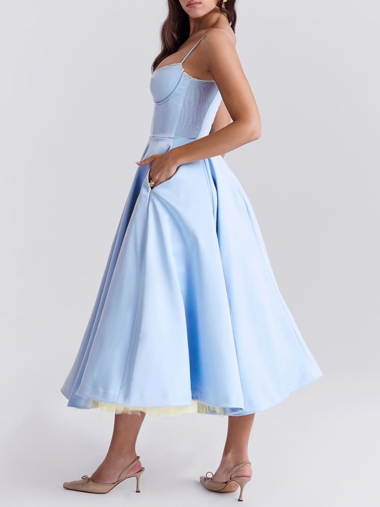 Cinderella blaues Tüll-Midikleid
