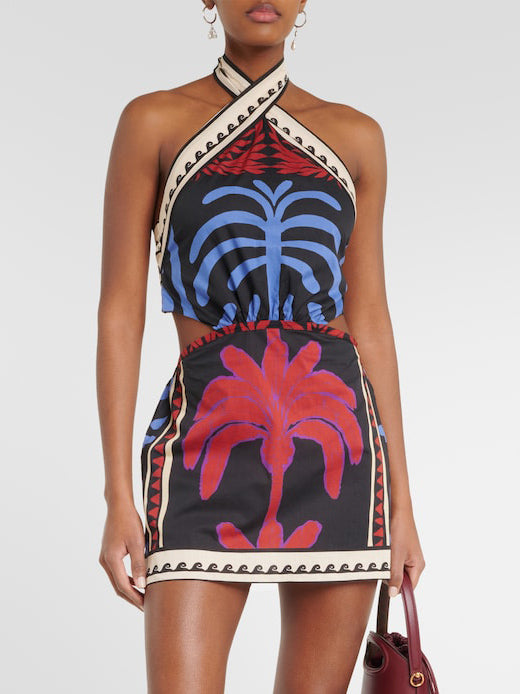 Einzigartiges Sommer-Minikleid mit Neckholder und Print