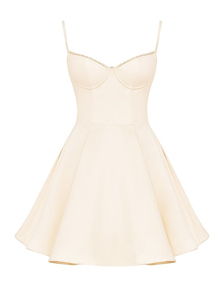 Vintage cremefarbenes Tüll-Minikleid