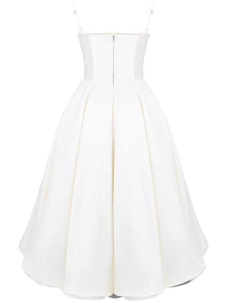Weißes Tüll-Midi-Kleid