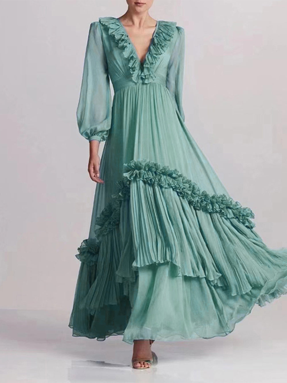 Maxikleid aus geraffter Seide "Stardust"