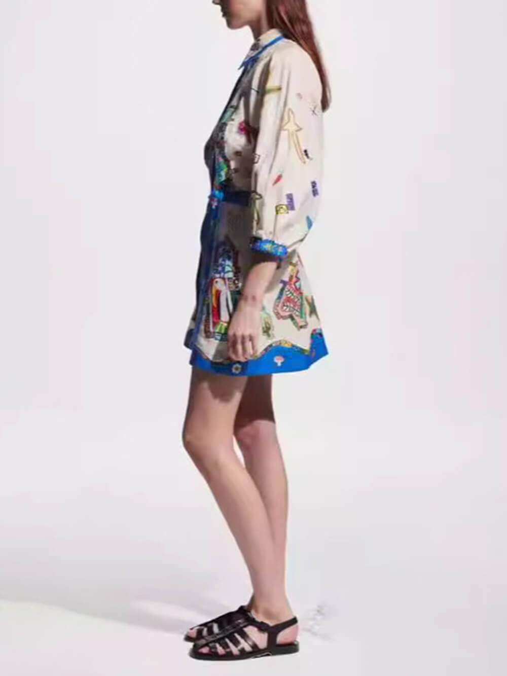 Temperament Peplum bedrucktes Cardigan-Kleid