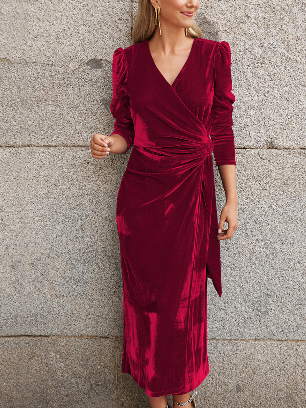 Französische Eleganz Samtkleid Midi