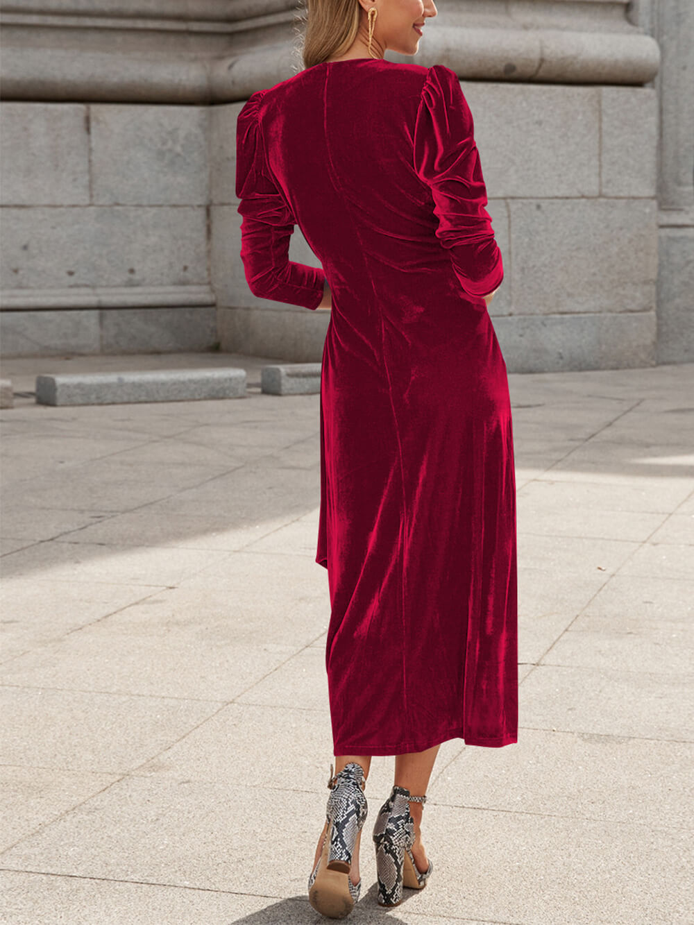 Französische Eleganz Samtkleid Midi