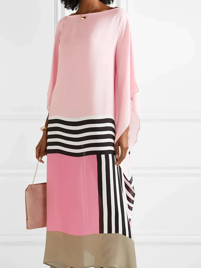 Pinker Kaftan mit Bonbonstreifen