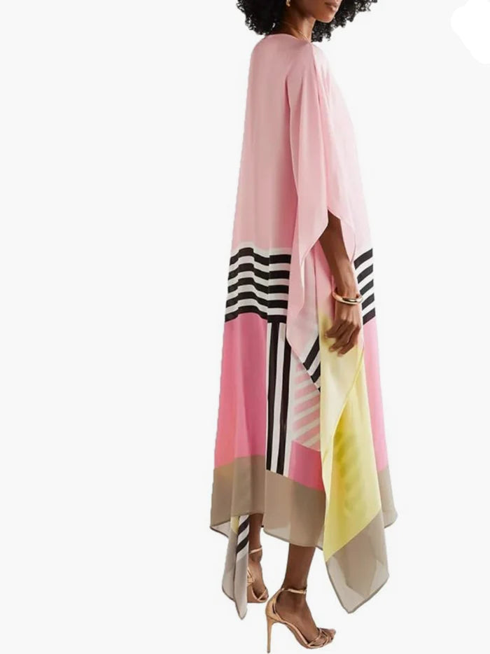 Pinker Kaftan mit Bonbonstreifen