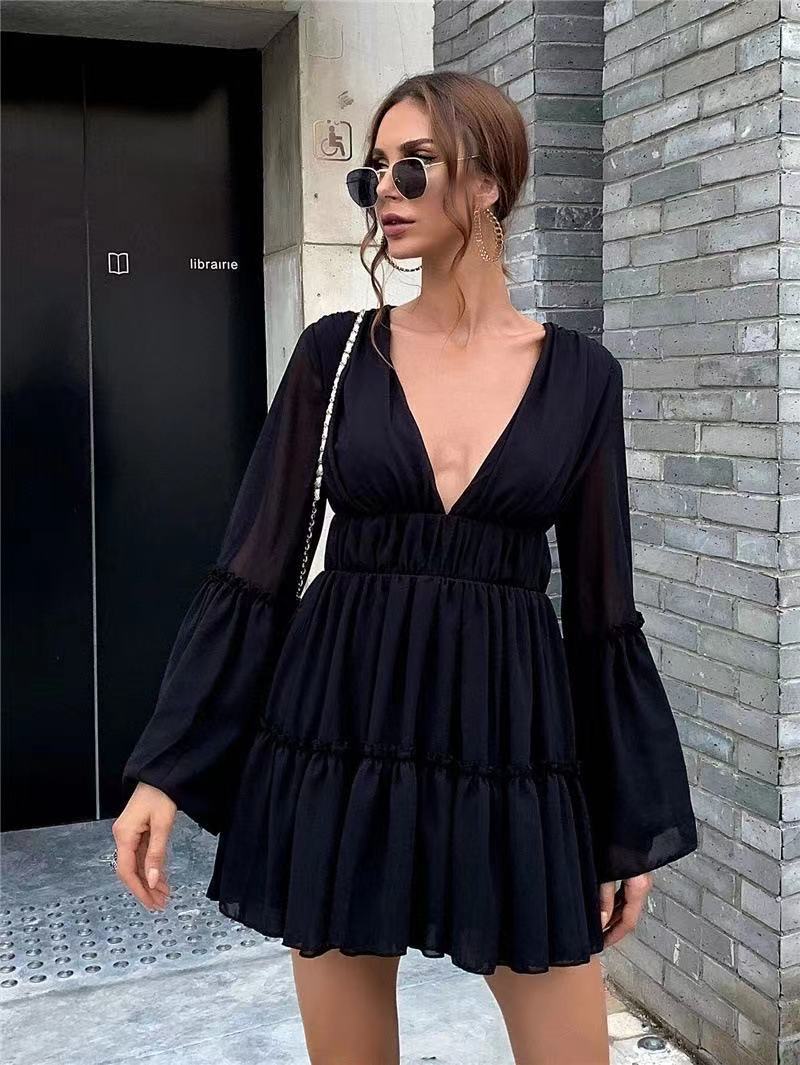Sexy V-Ausschnitt Chiffon-Strandkleid