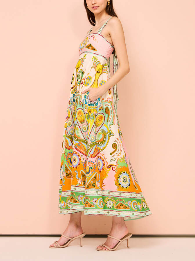 Trägerkleid Einzigartiger Feiertags-Print Midi-Kleid