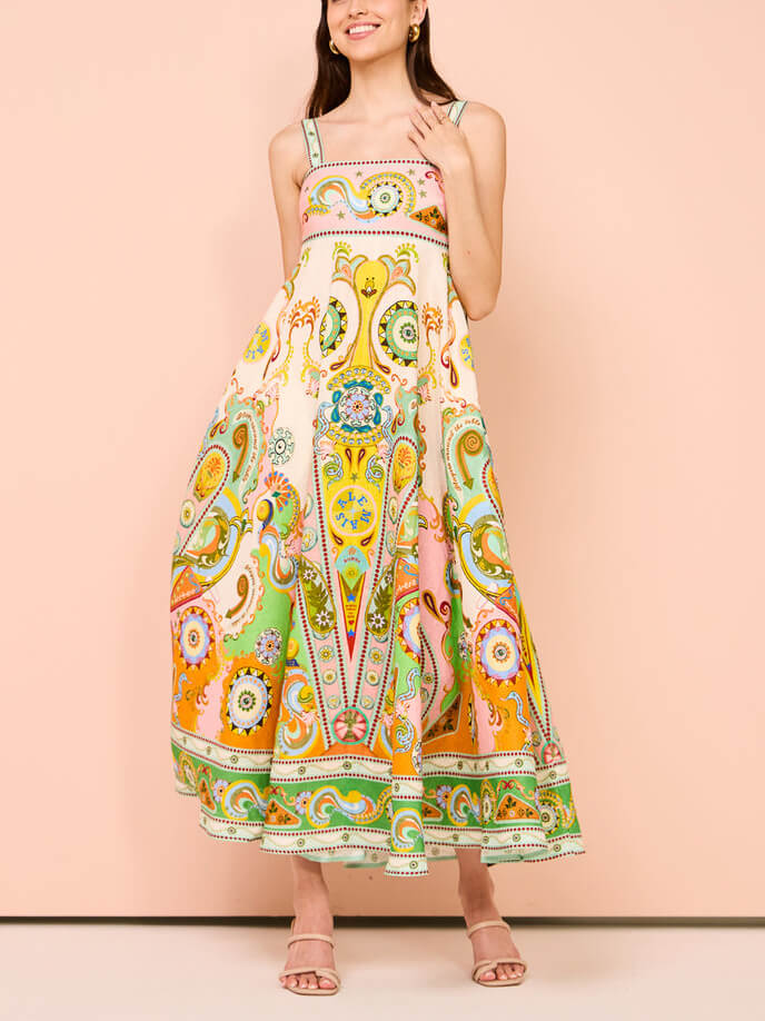 Trägerkleid Einzigartiger Feiertags-Print Midi-Kleid