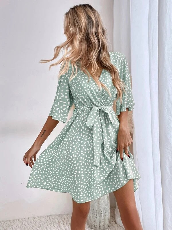 V-Ausschnitt Taille Fashion Vielseitiges Boho-Kleid