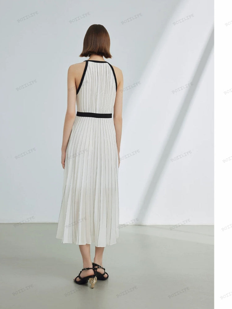Exklusives ärmelloses Color-Block-Kleid mit Streifen in limitierter Auflage