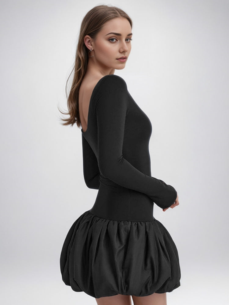 Elegantes Colorblock-Kleid mit U-Boot-Ausschnitt
