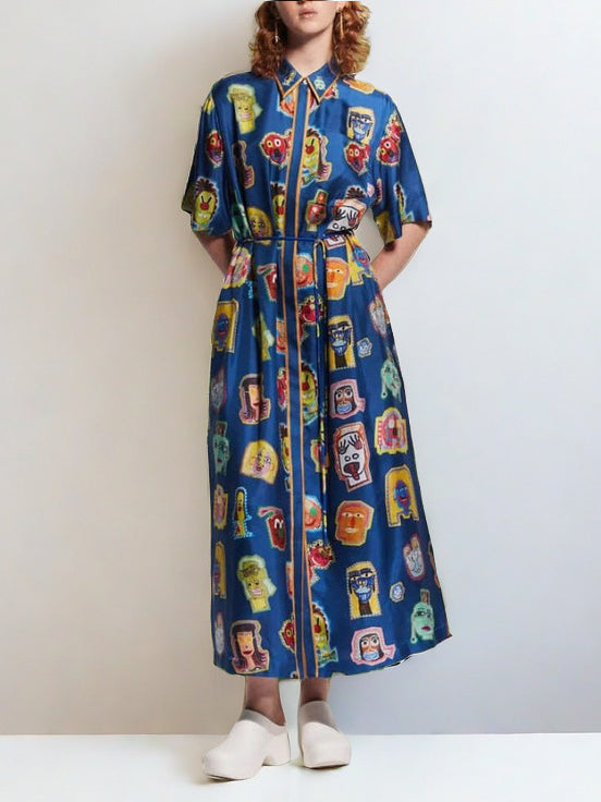 Einzigartiges Graffiti-Spaß-Print-Midikleid