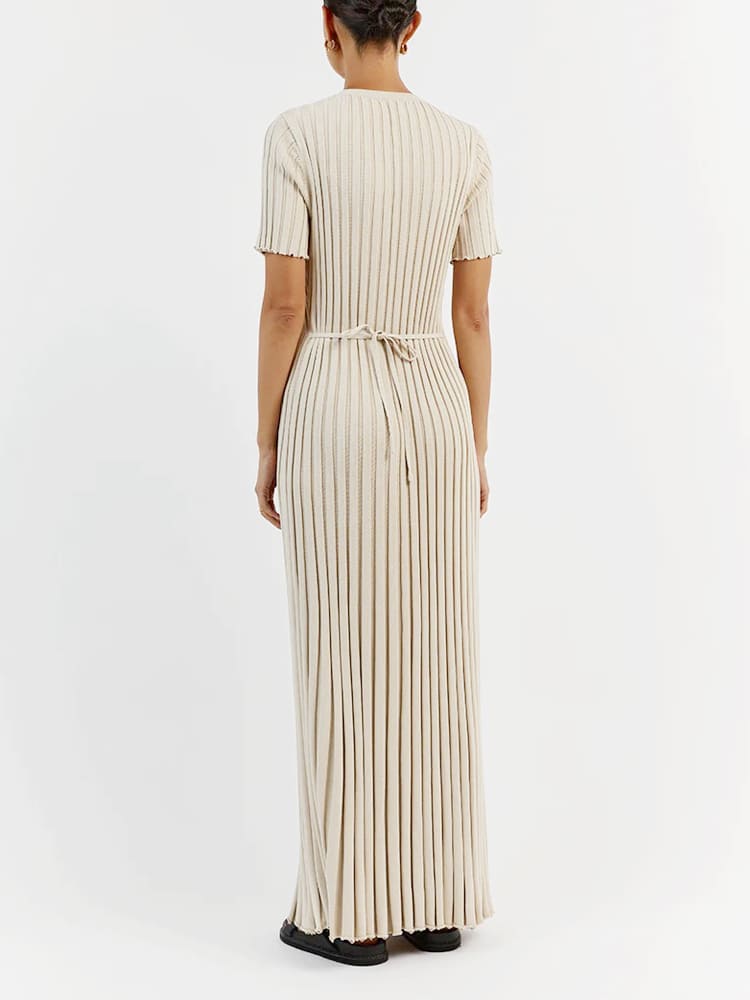 Legeres gestreiftes Maxikleid mit Rundhalsausschnitt