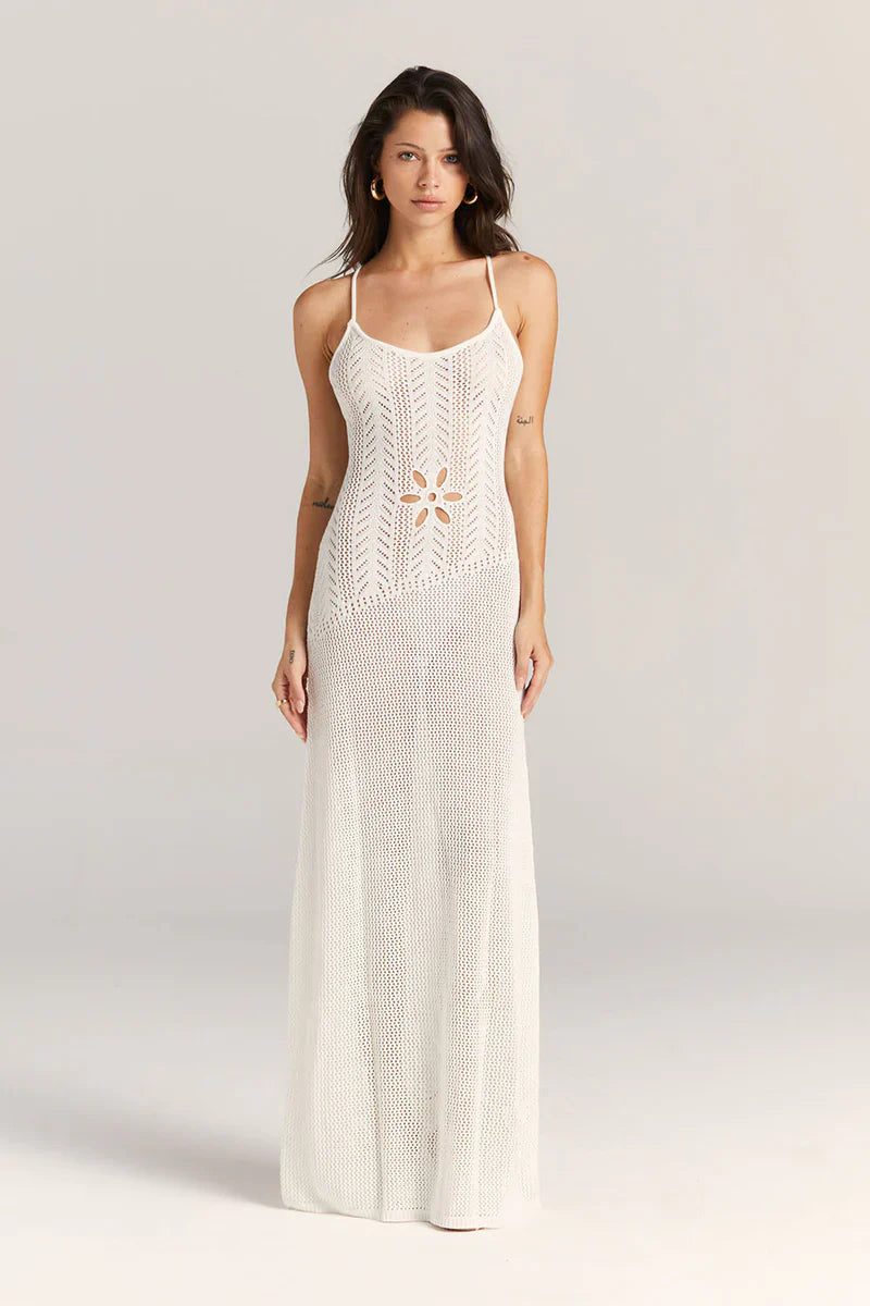 Cut-Out Strickkleid – Blumenmuster