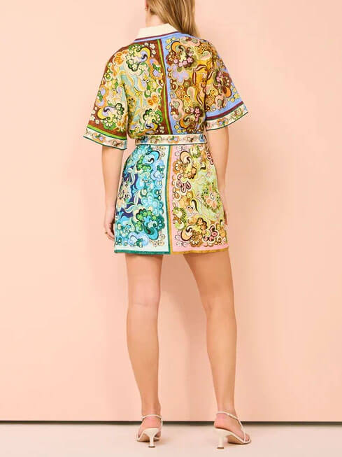 Spezielles Satin-Print-Minikleid