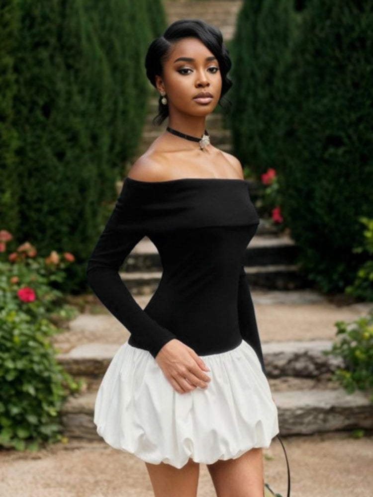 Carmen-Kleid mit Blütenblättersaum
