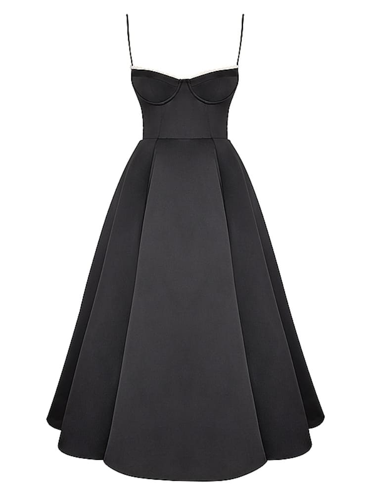 Schwarzes Tüll-Midikleid