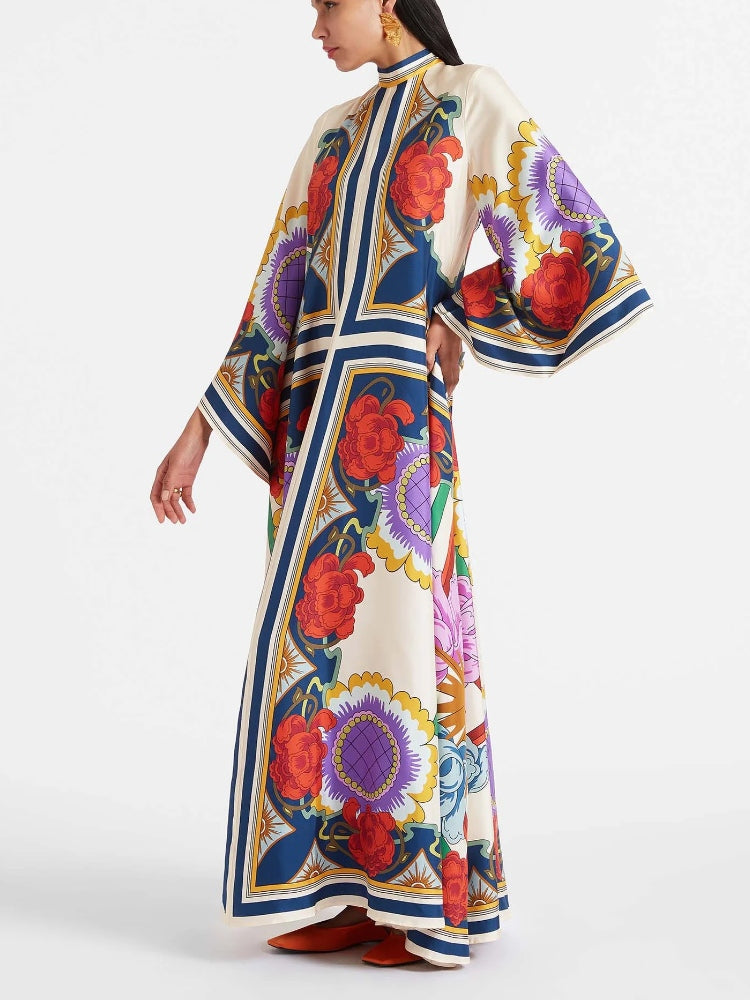 Magnifico bedrucktes Maxikleid – Rost
