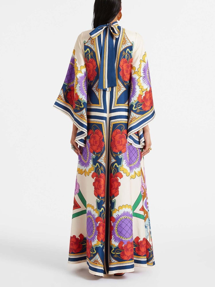 Magnifico bedrucktes Maxikleid – Rost