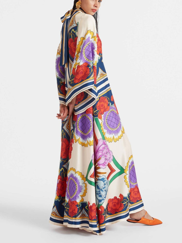 Magnifico bedrucktes Maxikleid – Rost