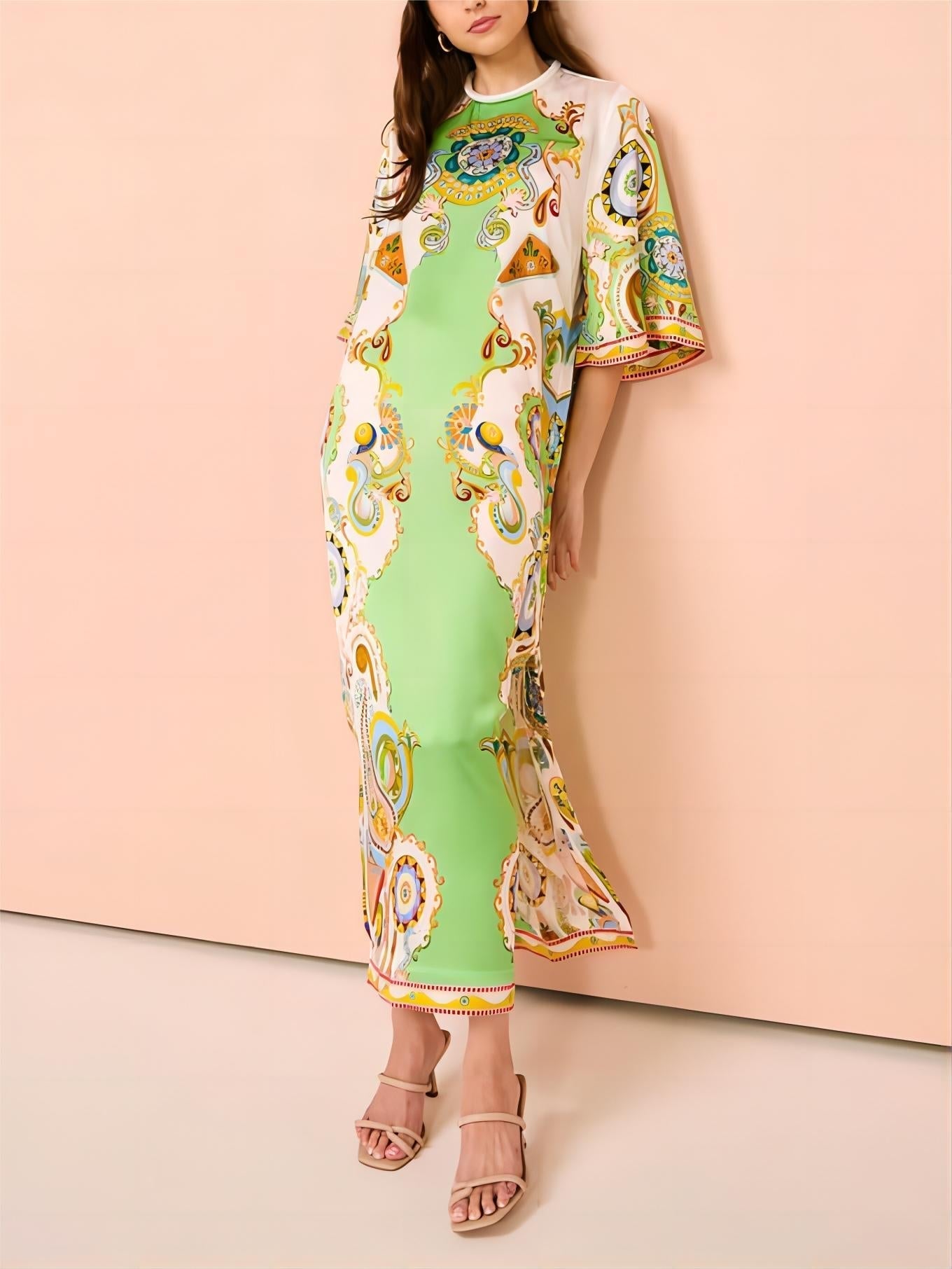 Einzigartiges Midi-Kleid mit Blumenmuster und lockerer Passform