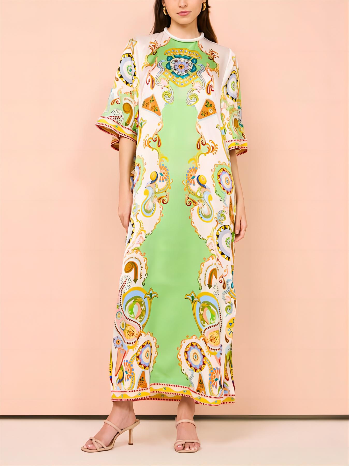 Einzigartiges Midi-Kleid mit Blumenmuster und lockerer Passform