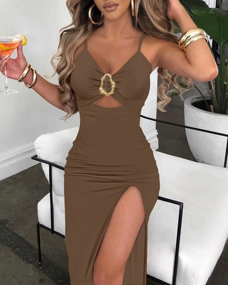 Verona Hollow-Out Split Maxi Dress