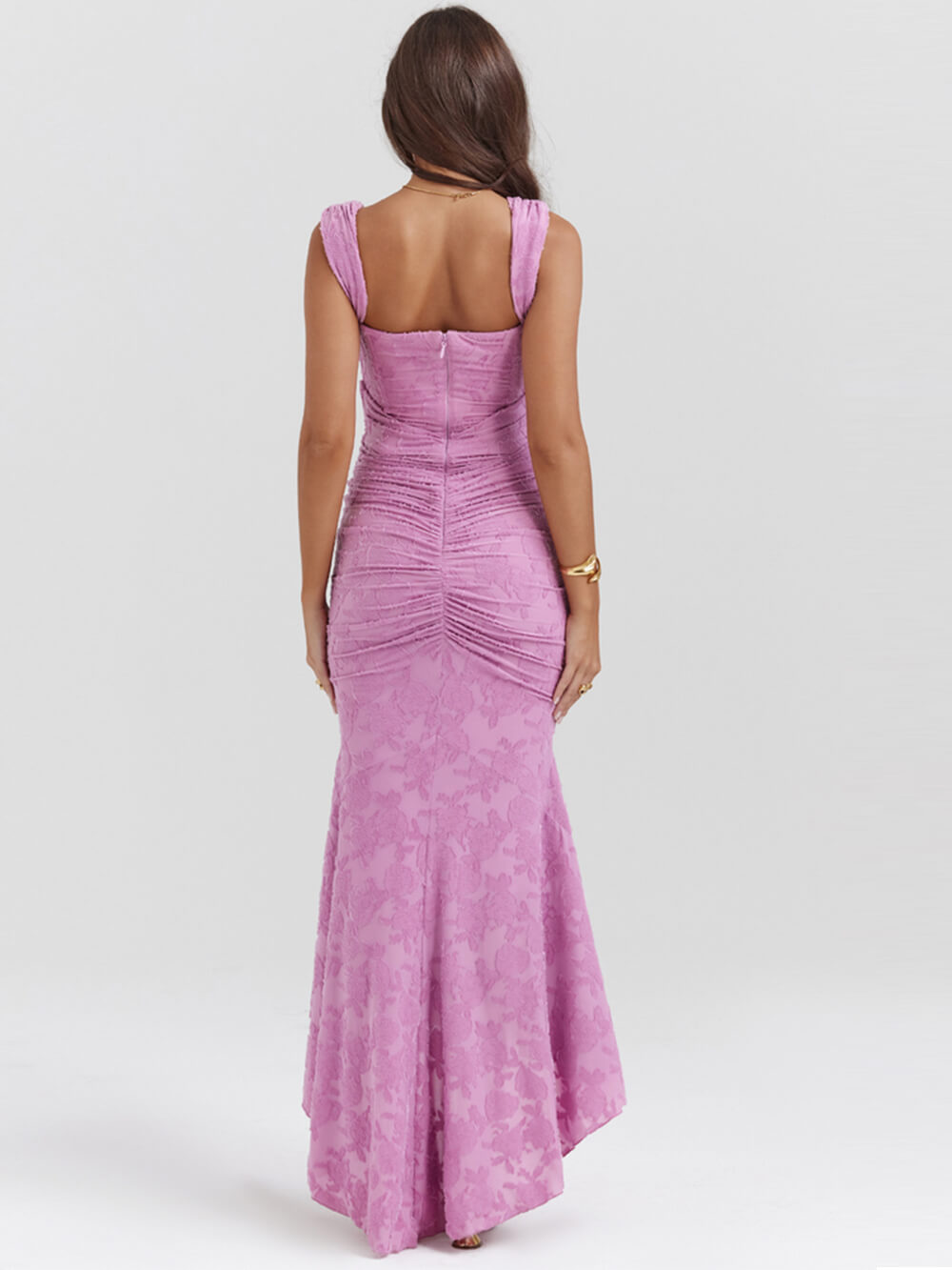Pinkes Maxikleid mit Blumenmuster