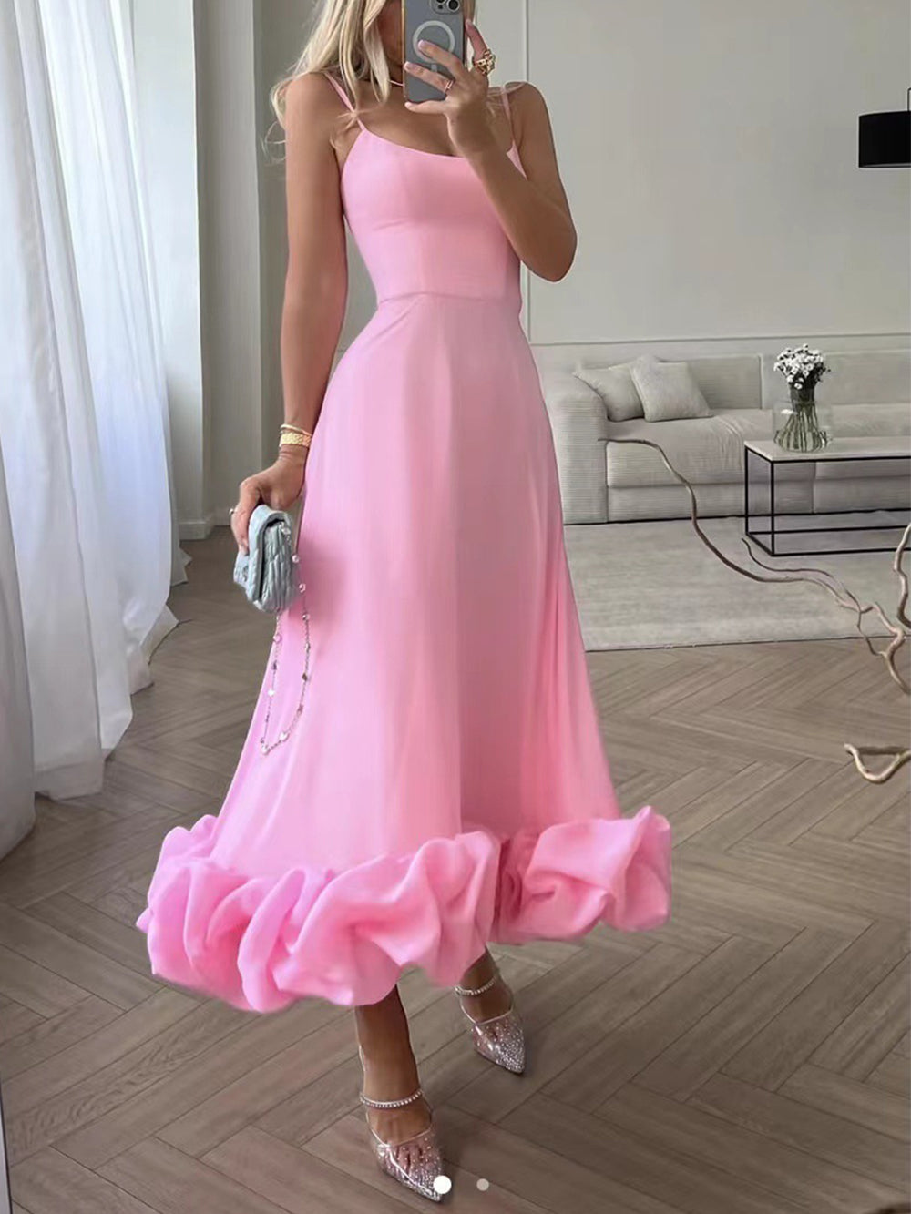 Maxikleid mit Rüschenbustier