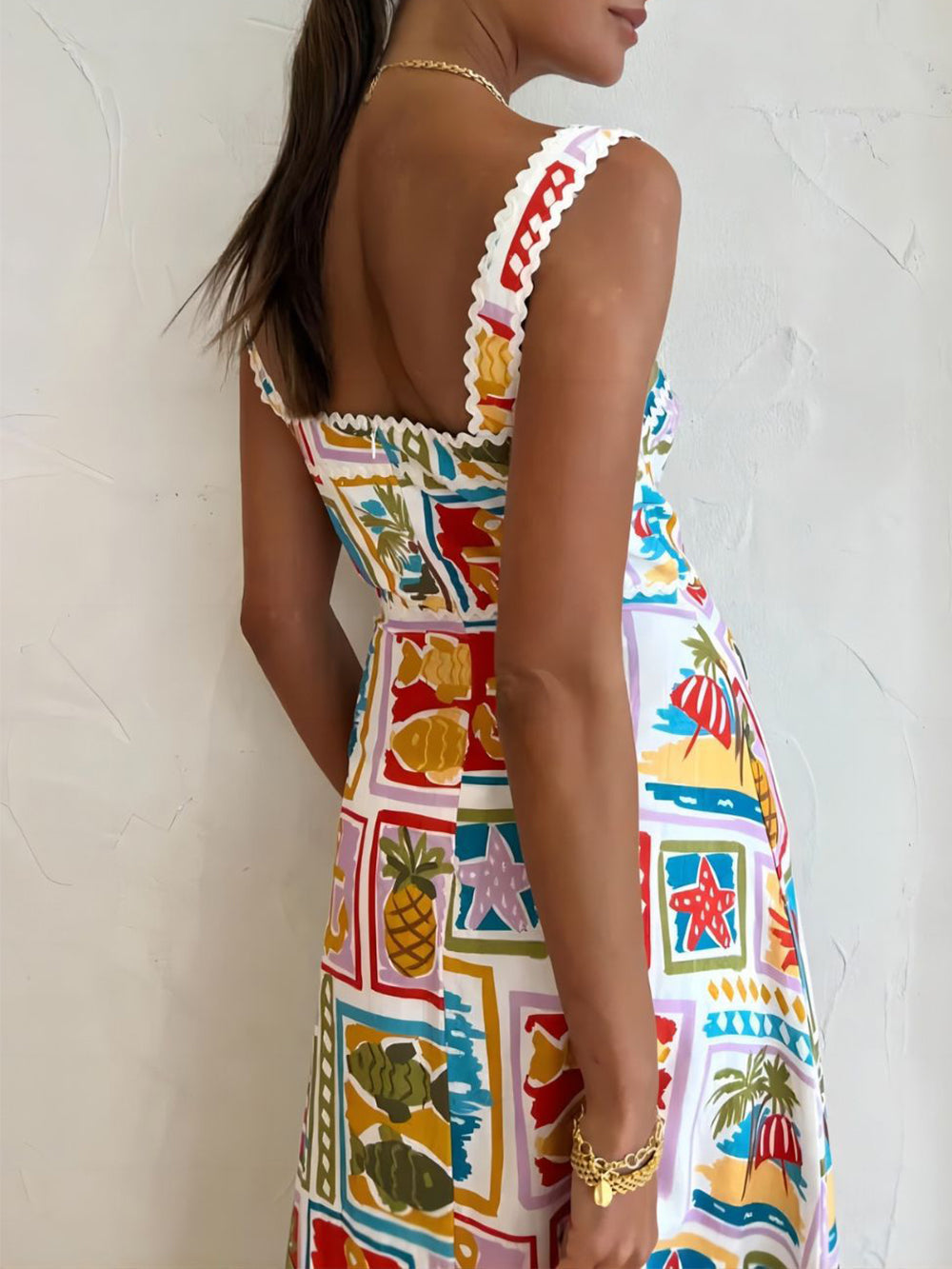 Graffiti Träger Schlauch Top Sexy Spitze Maxikleid