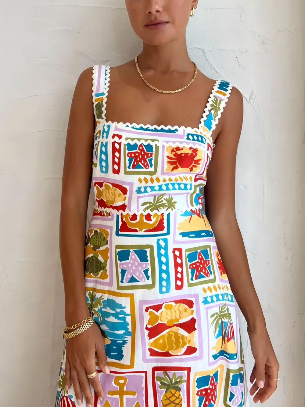 Graffiti Träger Schlauch Top Sexy Spitze Maxikleid