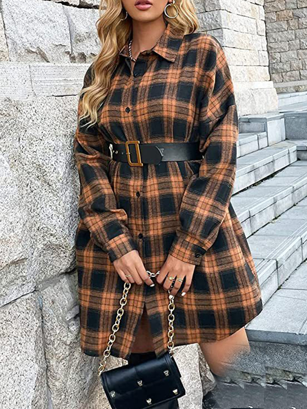 Kariertes Hemdblusenkleid