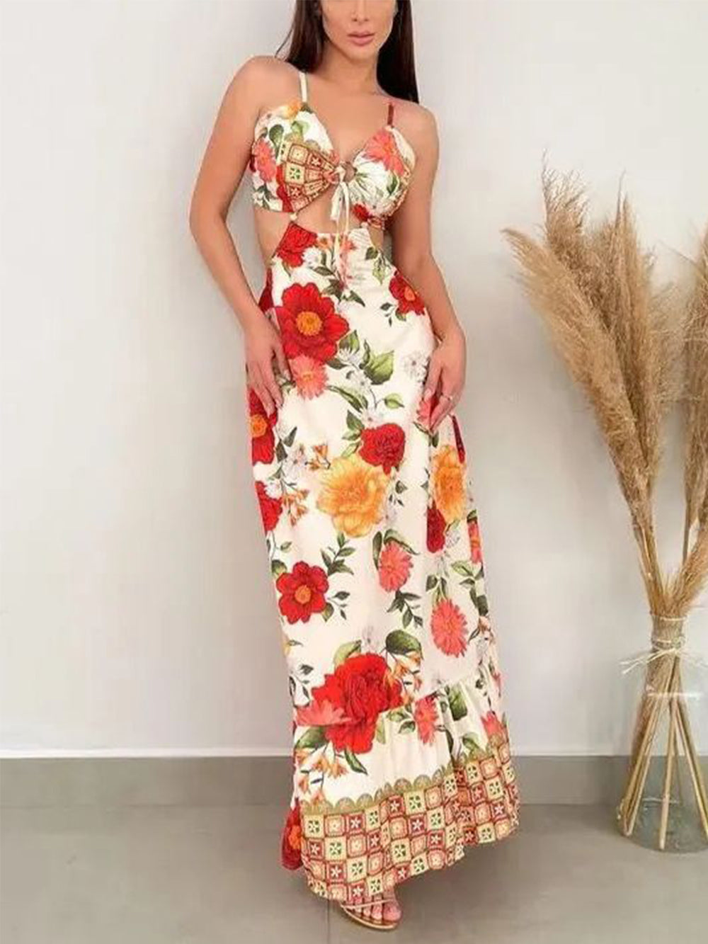Sexy, rückenfreies, eng anliegendes Print-Kleid