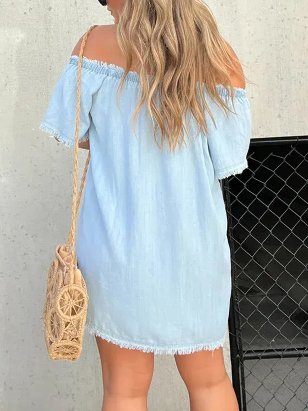 Sexy Jeans-Minikleid mit einer Schulter