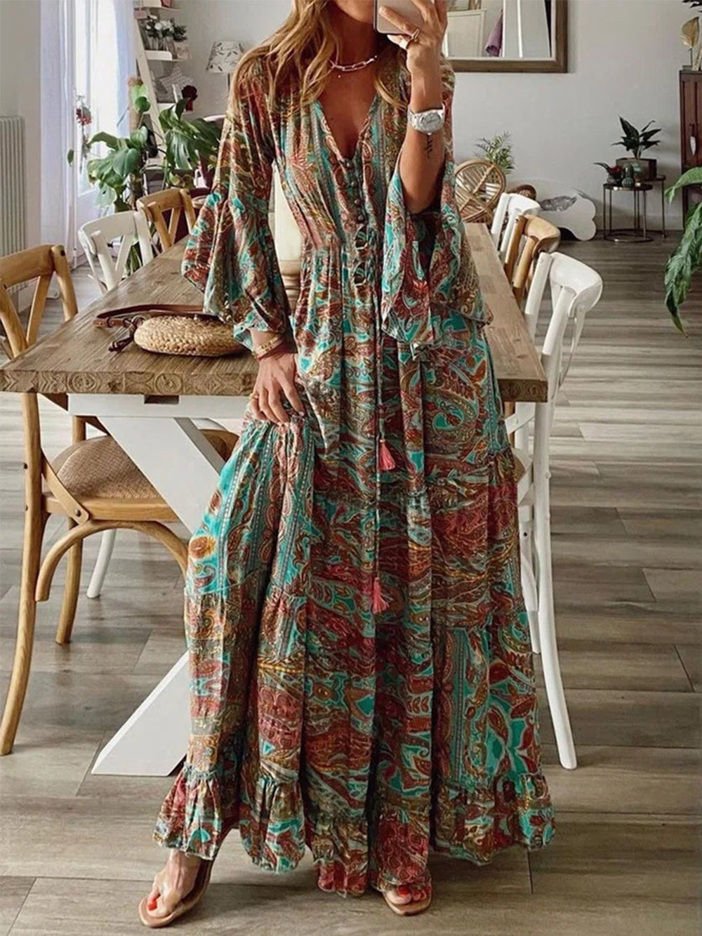 Down The West Coast Bohemia Print Maxikleid