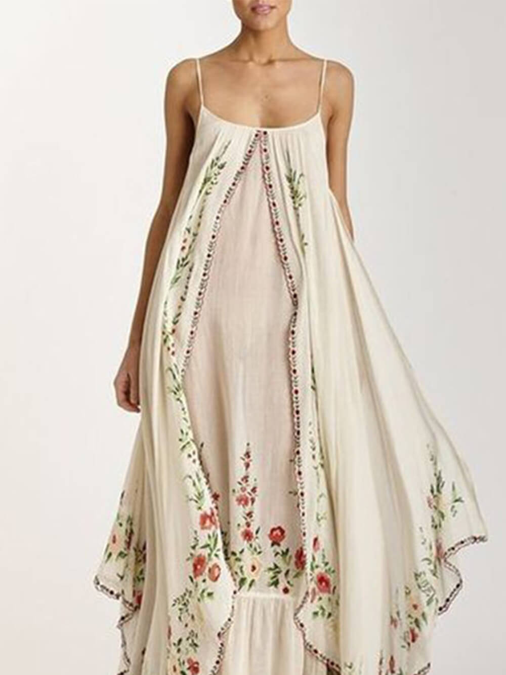 Rundhals-Swingkleid mit Print, locker geschnitten